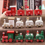 Christmas Train Painted Wood Santa/bear Xmas kid toys gift