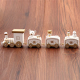 Christmas Train Painted Wood Santa/bear Xmas kid toys gift