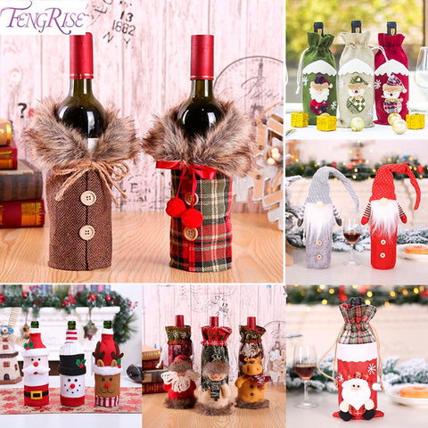 Santa Claus Wine Bottle Cover Christmas Decorations For Home 2019