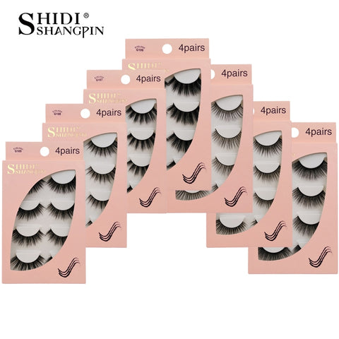 Natrual 3D Mink False Eyelashes 4 Pairs Make up Full Strip Lashes